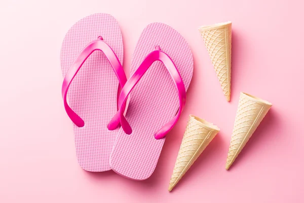 Flip flops and wafer cones. — Stock Photo, Image