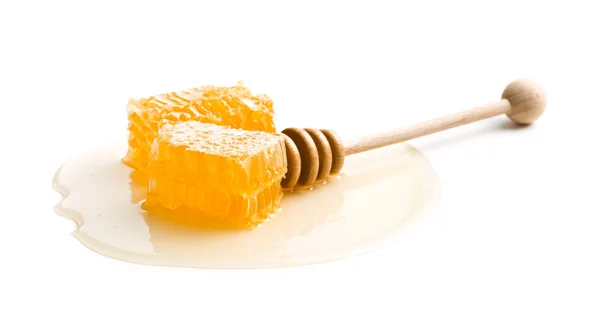 Mel fresco com favo de mel . — Fotografia de Stock