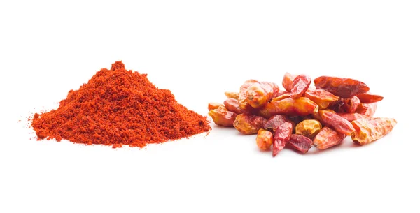 Chili pepper and powdered pepper. — Stock Photo, Image