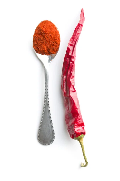 Chili pepper and powdered pepper — Stock Photo, Image