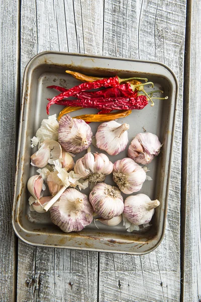Garlic and chili peppers — Stock Image Garlic and chili peppers Stock Photo