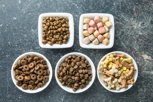 Diferentes alimentos para perros . — Foto de Stock