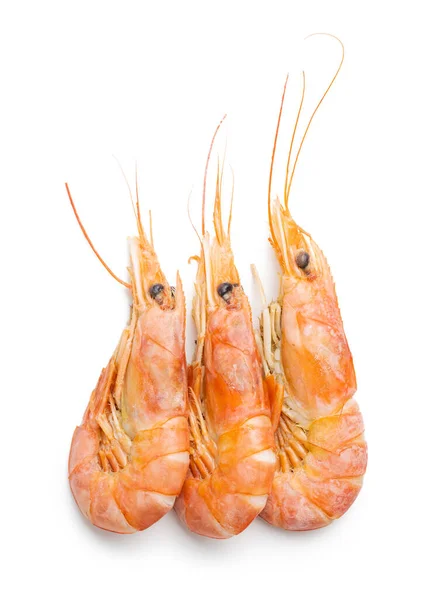 Vařené Tygří Krevety Izolované Bílém Pozadí Chutné Krevety — Stock fotografie