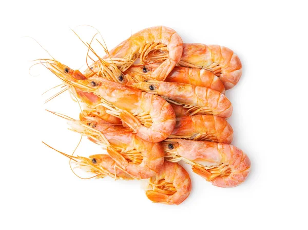 Vařené Tygří Krevety Izolované Bílém Pozadí Chutné Krevety — Stock fotografie