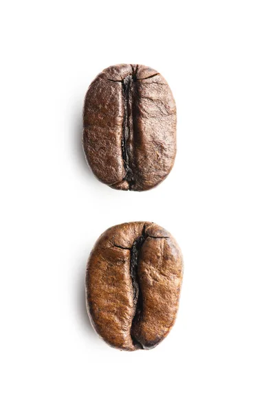 Καβουρδισμένοι Κόκκοι Καφέ Robusta Και Arabica Απομονωμένοι Λευκό Φόντο — Φωτογραφία Αρχείου