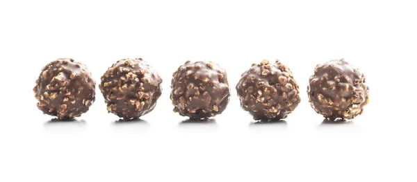 Trufas Dulces Chocolate Deliciosas Bolas Belgas Pralinés Aisladas Sobre Fondo —  Fotos de Stock