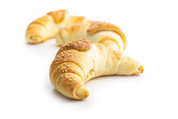 Petit Pain Croissant Salé Aux Graines Sésame Pâtisserie Maison Isolée — Photo