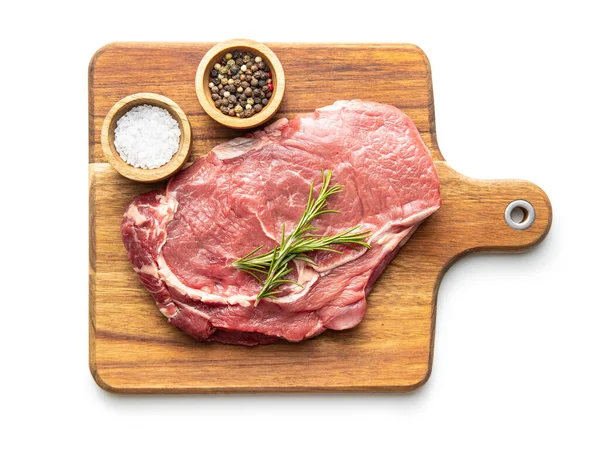 Beyaz Arka Planda Izole Edilmiş Dilimlenmiş Pirzola Bifteği Üst Görünüm — Stok fotoğraf