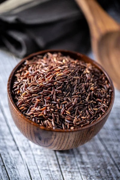 Uncooked Red Rice Raw Wild Rice Bowl — Stock Photo, Image