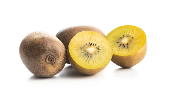 Ripe Yellow Kiwi Fruit Isolated White Background Halved Kiwi Fruit — Stock Photo, Image