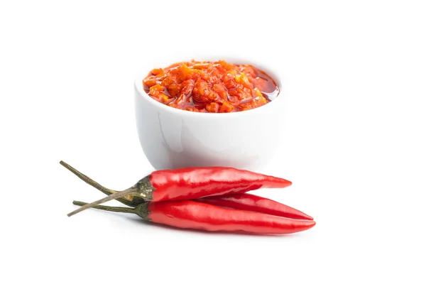 Red Hot Chilli Pasta Misce Chilli Papričky Izolované Bílém Pozadí — Stock fotografie