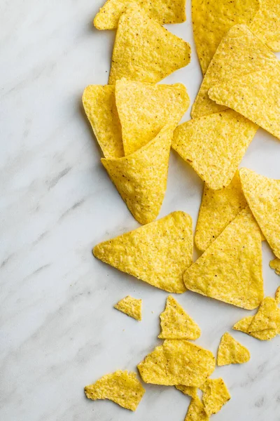 Tortilla Chips Mexican Nacho Chips Kitchen Table Top View — Stock Photo, Image