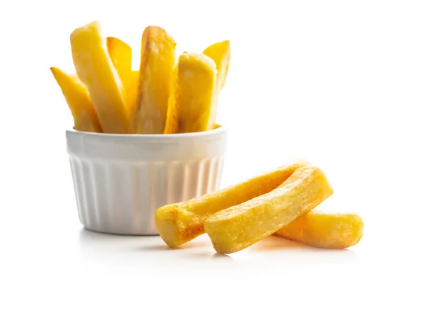 Papas Fritas Grandes Patatas Fritas Aisladas Sobre Fondo Blanco —  Fotos de Stock