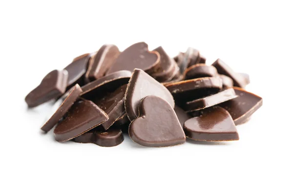 Dulces Corazones Chocolate Aislados Sobre Fondo Blanco —  Fotos de Stock