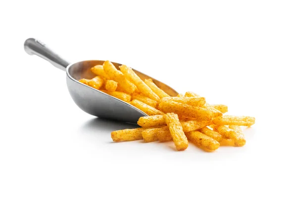 Patatine Fritte Spuntino Salato Patatine Fritte Misurino Isolato Sfondo Bianco — Foto Stock