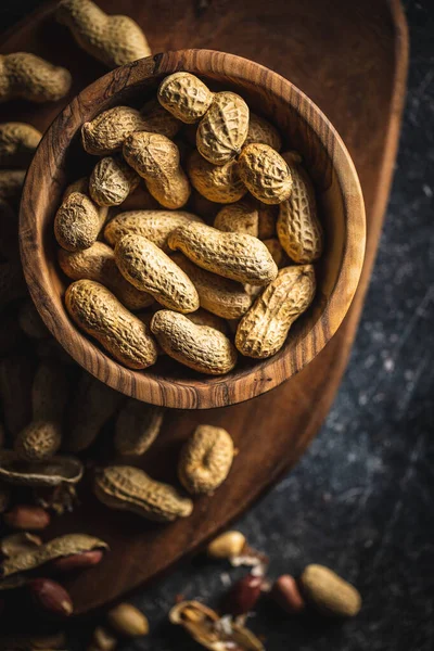 Des Cacahuètes Rôties Arachides Savoureuses Dans Bol Vue Dessus — Photo
