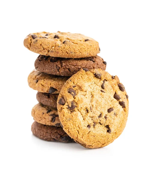 Velsmagende Kiks Med Chokolade Søde Chokolade Cookies Isoleret Hvid Baggrund - Stock-foto