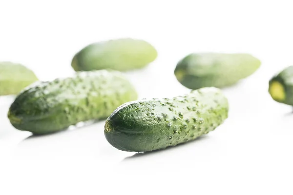 Verse Groene Komkommers Geïsoleerd Witte Achtergrond — Stockfoto