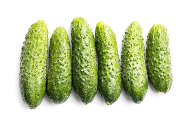 Verse Groene Komkommers Geïsoleerd Witte Achtergrond — Stockfoto
