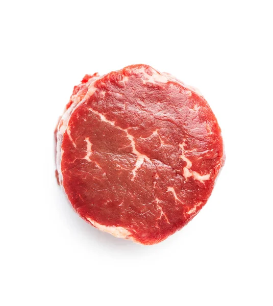 Steak Viande Bœuf Cru Isolé Sur Fond Blanc — Photo