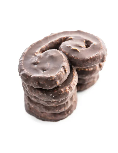 Zoet Gebak Palmeritas Met Chocolade Glazuur Geïsoleerd Witte Achtergrond — Stockfoto