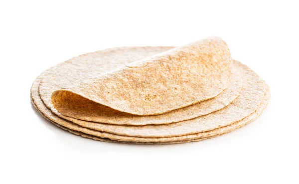 Tortilla Grains Entiers Enveloppe Isolé Sur Fond Blanc — Photo