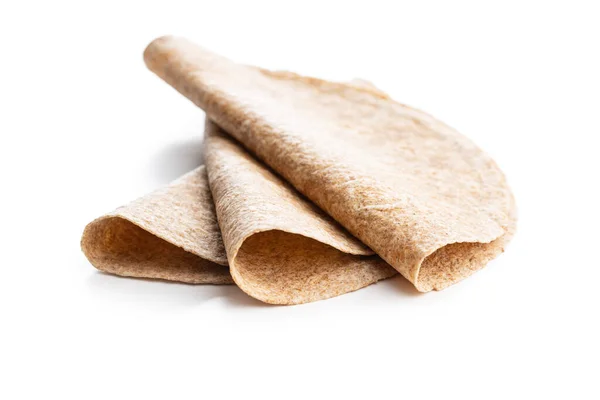 Whole Grain Tortilla Wraps Isolated White Background — Stock Photo, Image