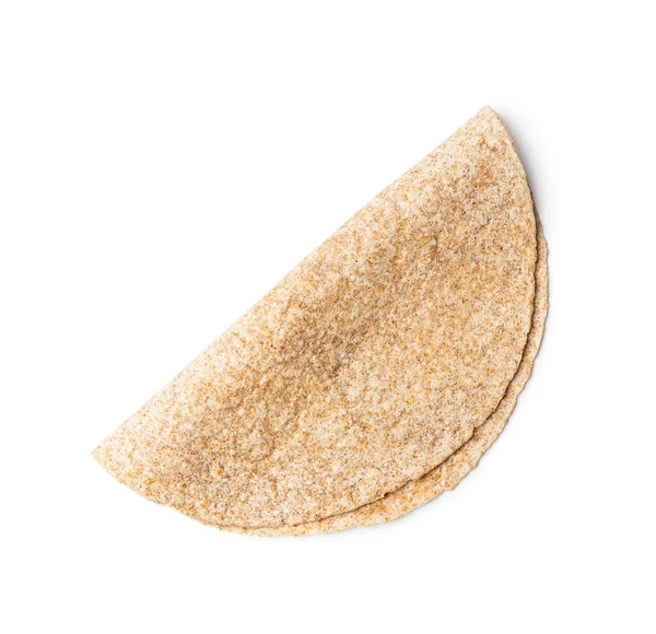 Tortilla Grains Entiers Enveloppe Isolé Sur Fond Blanc — Photo