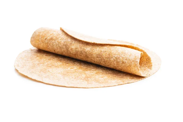 Tortilla Integrale Avvolge Isolato Sfondo Bianco — Foto Stock