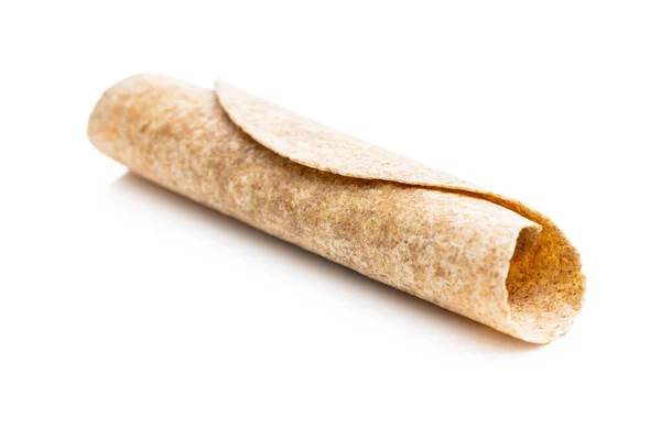 Tortilla Integrale Avvolge Isolato Sfondo Bianco — Foto Stock