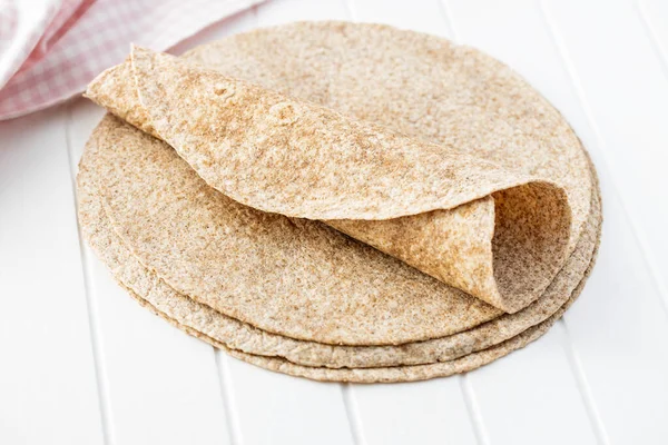 Whole Grain Tortilla Wraps White Table — Stock Photo, Image