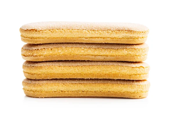 イタリアのクッキーサヴォイアルディ 甘いビスケット 白い背景に隔離されたスポンジクッキーティラミス — ストック写真