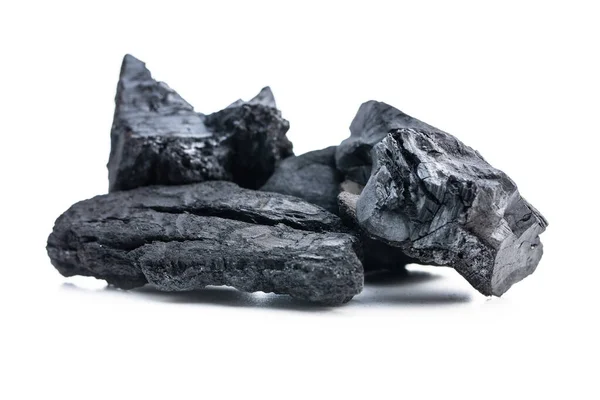Die Schwarze Kohle Isoliert Auf Weißem Hintergrund — Stockfoto