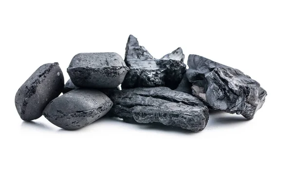 Die Schwarze Kohle Isoliert Auf Weißem Hintergrund — Stockfoto