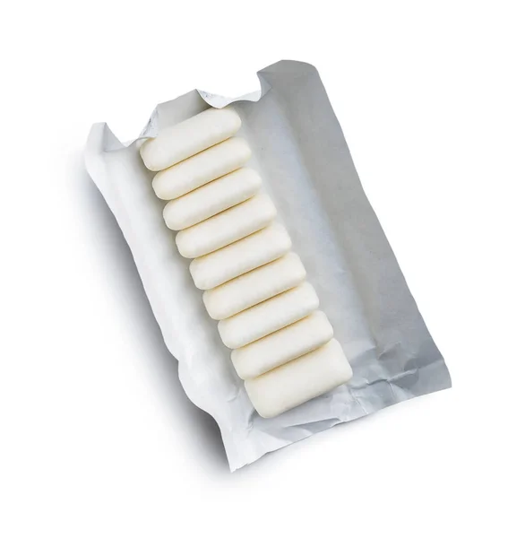 Mint Chewing Gum Paper Packaging Isolated White Background — 스톡 사진