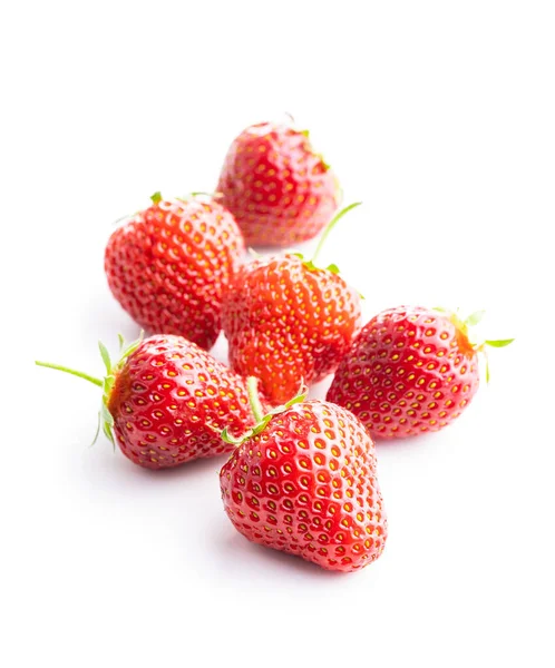 Whole Ripe Red Strawberries Isolated White Background — Stock Photo, Image