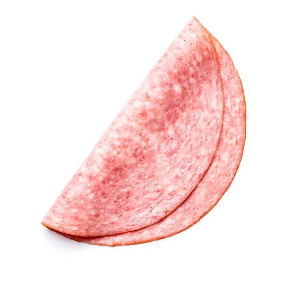 Sliced Smoked Salami Isolated White Background — Stock Photo, Image