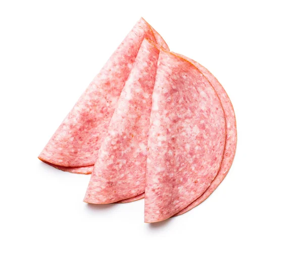 Sliced Smoked Salami Isolated White Background — Stock Photo, Image