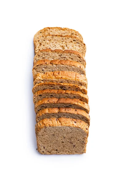 Gesneden Volkoren Brood Geïsoleerd Witte Achtergrond — Stockfoto