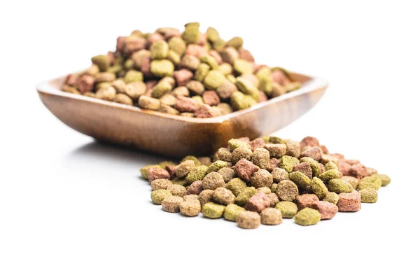Dry Kibble Animal Food Dried Food Cats Dogs Isolated White — Stock Photo, Image