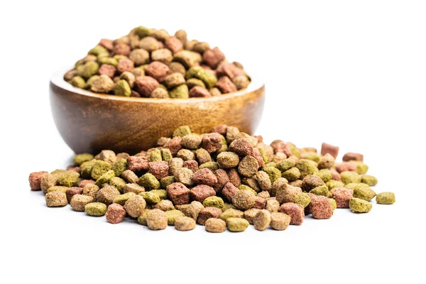 Dry Kibble Animal Food Dried Food Cats Dogs Isolated White — Stock Photo, Image