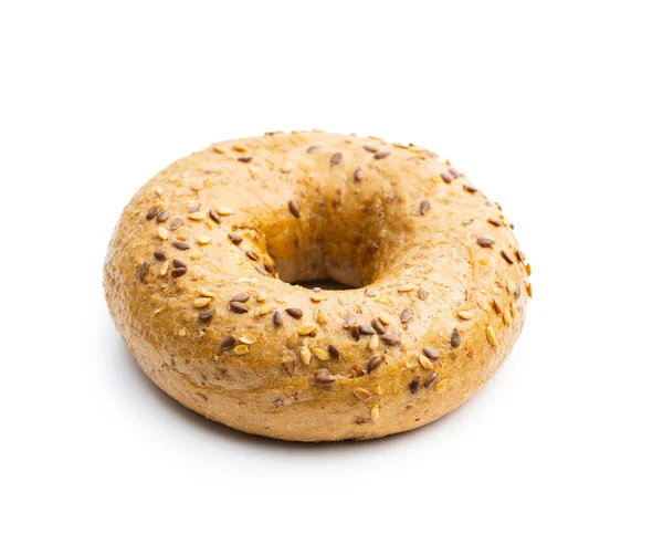 Teljes Kiőrlésű Süteményes Bagel Fehér Alapon Elszigetelve — Stock Fotó