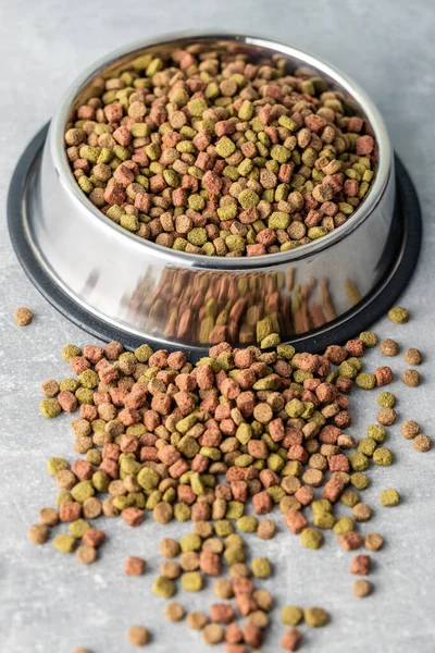 Comida Seca Para Animales Comida Seca Para Gatos Perros Tazón — Foto de Stock