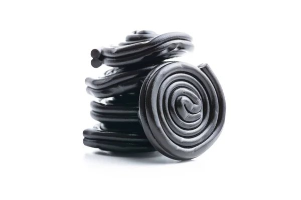 Spirale Bonbons Réglisse Isolé Sur Fond Blanc — Photo