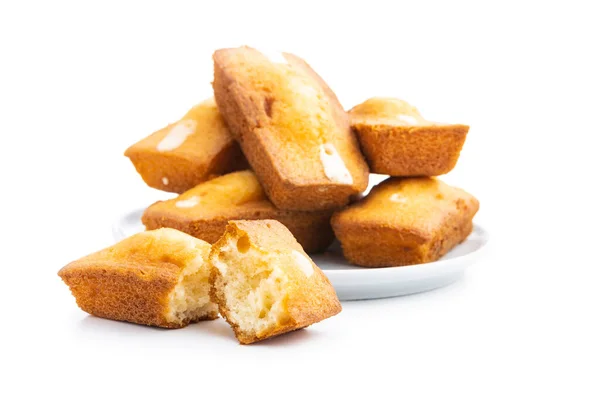 Mini Biskuitkuchen Vorhanden Süßes Vanille Dessert Isoliert Auf Weißem Hintergrund — Stockfoto