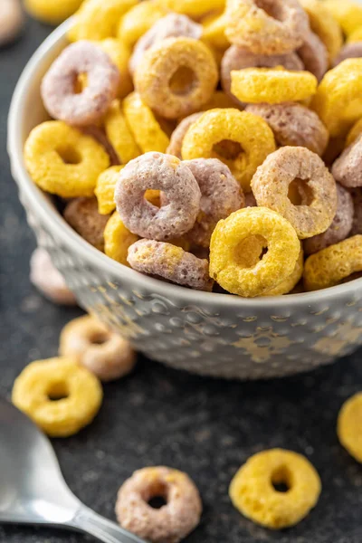 Anillos Cereales Coloridos Tazón — Foto de Stock