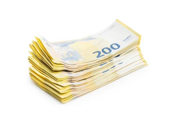 Eurobankjegyek Fehér Alapon Elszigetelt Európai Pénznem — Stock Fotó