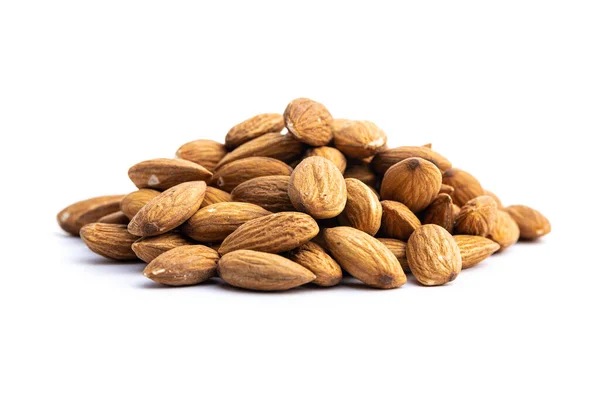 Peeled Almonds Nuts Isolated White Background — Stock Photo, Image