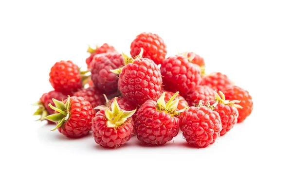 Framboises Rouges Fraîches Isolées Sur Fond Blanc — Photo