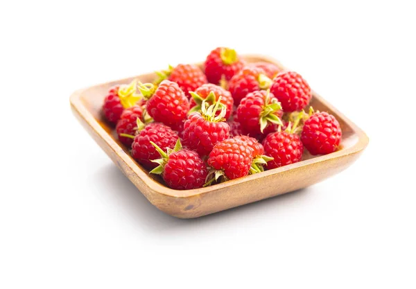 Fresh Red Raspberries Bowl Isolated White Background — Stock Photo, Image